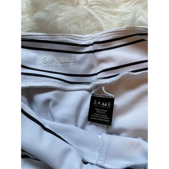 Same Los Angeles Leggings White & Black Stripe Half Ruffle Trim Size S - Picture 5 of 6